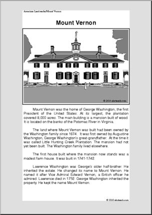 Comprehension: U. S. Landmark – Mount Vernon (elem)